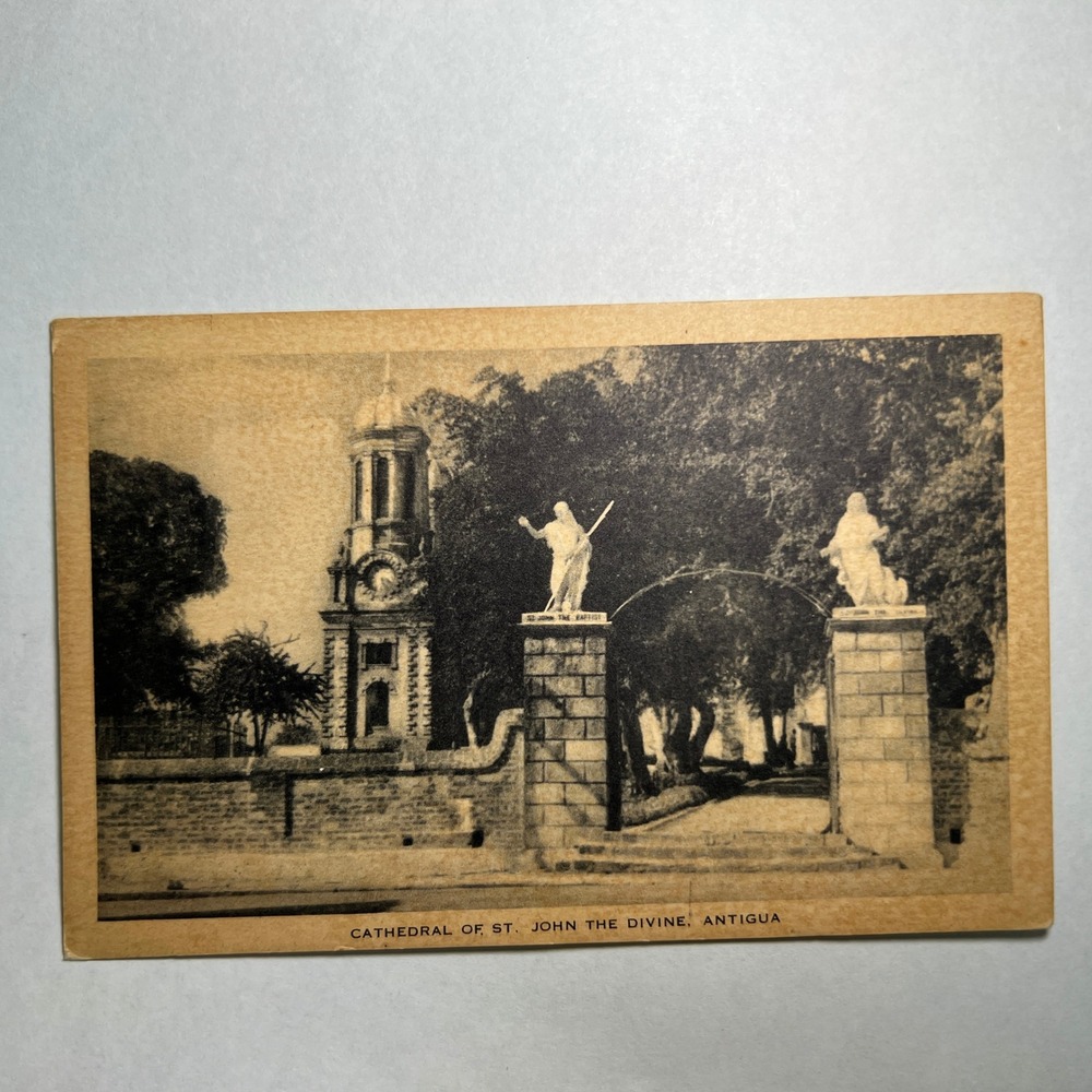 1940s ATQ Artvue RPPC Postcard Cathedral St John Divine Antigua W Indies Church